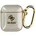 Cover Per Airpods Silicone Gel Glitterata Logo In Rilievo Oro Traslucido - Foto miniatura 3