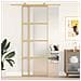 Porta Scorrevole Dorata 76x205 Vetro Smerigliato Esg Alluminio - Foto miniatura 1