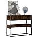 Tavolino Consolle Rovere Fumo 90x35x80 Cm In Legno Multistrato - Foto miniatura 1
