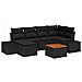 Set Divano Giardino da 7 Pezzi con Cuscini Nero Rattan Sintetico Acacia - Foto miniatura 1