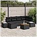 Set Divano Giardino da 7 Pezzi con Cuscini Nero Rattan Sintetico Acacia - Foto miniatura 2