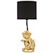 Lampada Da Tavolo Scimmia Seduta In Resina Dorata Con Paralume In Tessuto Nero - Foto miniatura 1