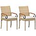 Sedie da giardino con cuscino 2 pcs Beige e Bianco Crema - Foto miniatura 1