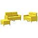 Set Di Divani 3 Pz Con Cuscini Giallo Chiaro In Tessuto - Foto miniatura 2