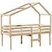 Letto a Soppalco con Tetto 75x190 cm in Legno Massello di Pino - Foto miniatura 3