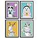 Set Di 4 Stampe Poster Animali Moderni. Magna Di Animali Con Design Nordico Senza Cornice A3 - Foto miniatura 1