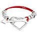 Bracciale In Pelle Rossa Con Chiusura A Cuore Placcata Argento - Foto miniatura 1