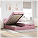 Struttura Letto Pouf con Materassi Rosa 160x200 cm Velluto - Foto miniatura 2