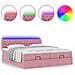 Struttura Letto Pouf con Materassi Rosa 160x200 cm Velluto - Foto miniatura 5