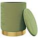 Sgabello Rotondo Con Contenitore Verde Senape In Velluto - Foto miniatura 5