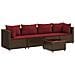 Set Divani Da Giardino 5 Pz Con Cuscini Marrone In Polyrattan - Foto miniatura 2