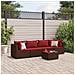 Set Divani Da Giardino 5 Pz Con Cuscini Marrone In Polyrattan - Foto miniatura 1