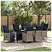 Set da Pranzo Giardino 7 Pezzi con Cuscini Rattan Polipropilene Grigio, Tavolo Giardino  Nero 200x80x73 cm Vetro Temperato - Foto miniatura 2