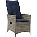 Set da Pranzo Giardino 7 Pezzi con Cuscini Rattan Polipropilene Grigio, Tavolo Giardino  Nero 200x80x73 cm Vetro Temperato - Foto miniatura 6