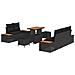 Set di Divani da Giardino con Cuscini da 8 Pezzi in Rattan Polyrattan Nero Acacia, Set da Pranzo per Giardino da 3 Pezzi con Cuscini in Rattan Polyrattan Nero Acacia - Foto miniatura 1