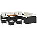 Set Divano da Giardino 14 Pezzi con Cuscini in Rattan Polyrattan Nero e Acacia,  Divano da Giardino 2 Posti con Ripostiglio e Cuscini in Rattan Polyrattan Nero,  Set di Arredamento da Giardino 4 Pezzi con Cuscini in Rattan Polyrattan Nero e Acacia - Foto miniatura 1