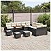Set Divano da Giardino 14 Pezzi con Cuscini in Rattan Polyrattan Nero e Acacia,  Divano da Giardino 2 Posti con Ripostiglio e Cuscini in Rattan Polyrattan Nero,  Set di Arredamento da Giardino 4 Pezzi con Cuscini in Rattan Polyrattan Nero e Acacia - Foto miniatura 3