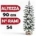 Albero Di Natale Innevato 90cm Con 54 Rami E Neve Effetto Realistico Base Tronco - Foto miniatura 4