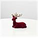 Piccola Statuetta Di Renna Sdraiata - Decorazione Natalizia In Velluto Rosso Vino - Foto miniatura 1