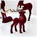 Piccola Statuetta Di Renna Sdraiata - Decorazione Natalizia In Velluto Rosso Vino - Foto miniatura 4