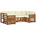 Set divani 6 pcs Naturale e Crema Legno di Acacia Massello - Foto miniatura 1