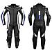 Tuta Pelle Moto Racing Pista Sport 2 Pezzi Divisibile Prese Aria Blu 56 - Foto miniatura 1