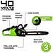 Motosega Brushless Greenworks 40v - 40 Cm - Senza Batteria E Caricabatterie - Gd40cs18 - Foto miniatura 4