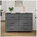 Credenza Grigio Scuro 113x40x80 Cm In Legno Massello Di Pino - Foto miniatura 6