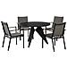 Set Da Pranzo 4 Posti Metallo Nero Grigio E Legno Chiaro Olmetto /busseto - Foto miniatura 3