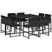 Set Da Pranzo Da Giardino 9 Pz Con Cuscini Nero In Polyrattan - Foto miniatura 2