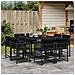 Set Da Pranzo Da Giardino 9 Pz Con Cuscini Nero In Polyrattan - Foto miniatura 1