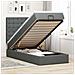 Pouf Letto Con Materasso E Led Grigio Scuro 80x200cm In Tessuto - Foto miniatura 1