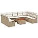 Set di divani da giardino  10 pezzi con cuscini Beige Polyrattan Acacia, Divano da giardino  a 2 posti con cuscini Beige Polyrattan - Foto miniatura 1