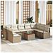 Set di divani da giardino  10 pezzi con cuscini Beige Polyrattan Acacia, Divano da giardino  a 2 posti con cuscini Beige Polyrattan - Foto miniatura 2