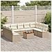 Set di divani da giardino  10 pezzi con cuscini Beige Polyrattan Acacia, Divano da giardino  a 2 posti con cuscini Beige Polyrattan - Foto miniatura 3