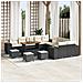 Set Divano da Giardino 14 Pezzi con Cuscini Nero Polyrattan Acacia,  Set da Pranzo da Giardino 4 Pezzi con Cuscini Nero Polyrattan Acacia - Foto miniatura 2