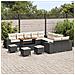 Set Divano da Giardino 14 Pezzi con Cuscini Nero Polyrattan Acacia,  Set da Pranzo da Giardino 4 Pezzi con Cuscini Nero Polyrattan Acacia - Foto miniatura 3