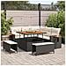 Set Divano da Giardino da 8 Pezzi con Cuscini Neri Polyrattan Acacia, Set da Giardino da 3 Pezzi con Cuscini Neri Polyrattan Acacia - Foto miniatura 2