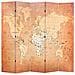 Paravento Pieghevole 200x170 cm Stampa Mappa del Mondo Giallo - Foto miniatura 1