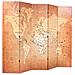 Paravento Pieghevole 200x170 cm Stampa Mappa del Mondo Giallo - Foto miniatura 3