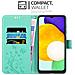 Custodia Compatibile Con Samsung Galaxy A13 5g In Turchese Fiore - Coperchio Protettivo In Design Floreale Con Chiusura Magnetica, Funzione Stand E Slot Per Carte - Foto miniatura 2