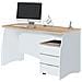 Scrivania Carrollton, Scrittoio Da Ufficio, Tavolo Da Studio Porta Pc Con 3 Cassetti, 136x67h74 Cm, Bianco E Rovere - Foto miniatura 4