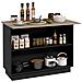 Isola Per Cucina Con 2 Ripiani Aperti E 2 Armadietti, In Mdf, 105x60x82 Cm, Color Rovere E Nero - Foto miniatura 1