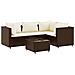 Set Divani Da Giardino 5 Pz Con Cuscini Marrone In Polyrattan - Foto miniatura 2