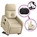 Poltrona Alzapersona Massaggiante Reclinabile Crema In Tessuto - Foto miniatura 4