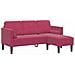 Divano 3 Posti con Chaise L-shaped Rosso Vino 160 cm in Velluto - Foto miniatura 1