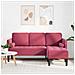 Divano 3 Posti con Chaise L-shaped Rosso Vino 160 cm in Velluto - Foto miniatura 2
