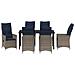 Set da Pranzo Giardino 7 Pezzi Rattan Grigio, Tavolo Giardino  Nero 160x80x73 cm con Vetro Temperato - Foto miniatura 7