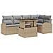 Set di divani da giardino 6 pezzi con cuscini beige polyrattan - Foto miniatura 1