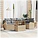 Set di divani da giardino 6 pezzi con cuscini beige polyrattan - Foto miniatura 2